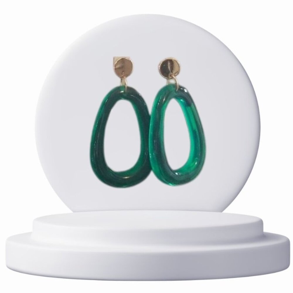 NWT Gap Emerald Green Resin Drops | Geometric Mid-Century Modern Earrings